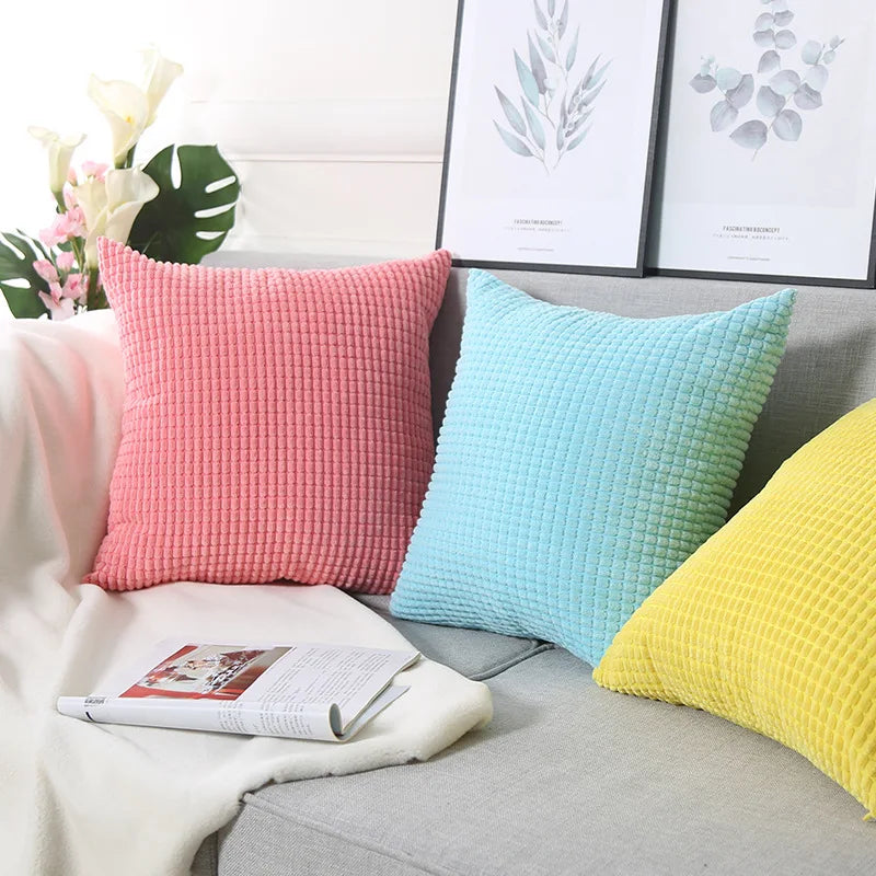 Soft Corduroy Corn Grain Cushion Cover Solid Color 40/45/50/55/60cm Throw Pillow Case For Bedroom Sofa Chair Car Home Decor