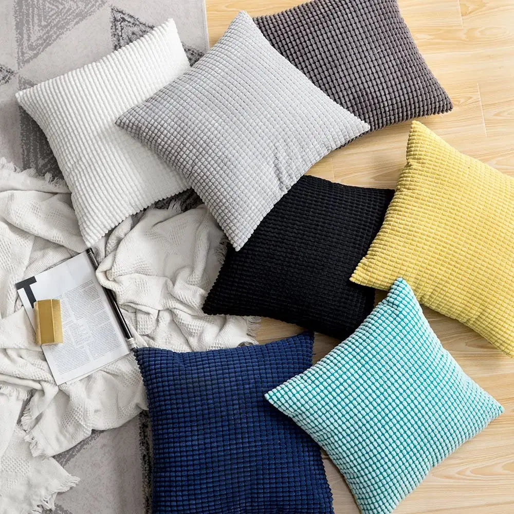 Soft Corduroy Corn Grain Cushion Cover Solid Color 40/45/50/55/60cm Throw Pillow Case For Bedroom Sofa Chair Car Home Decor