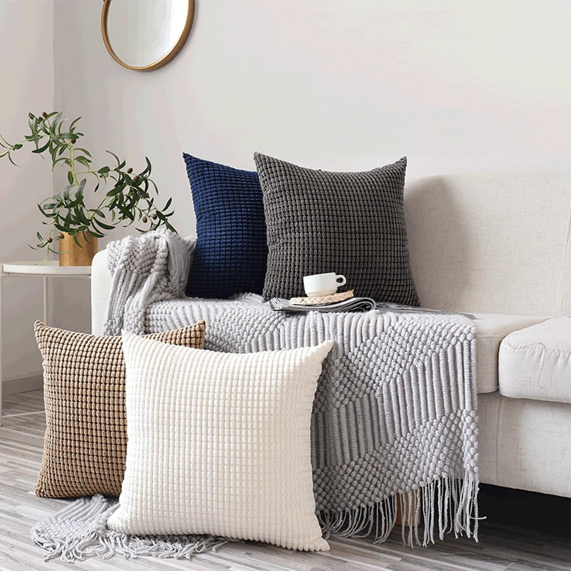 Soft Corduroy Corn Grain Cushion Cover Solid Color 40/45/50/55/60cm Throw Pillow Case For Bedroom Sofa Chair Car Home Decor