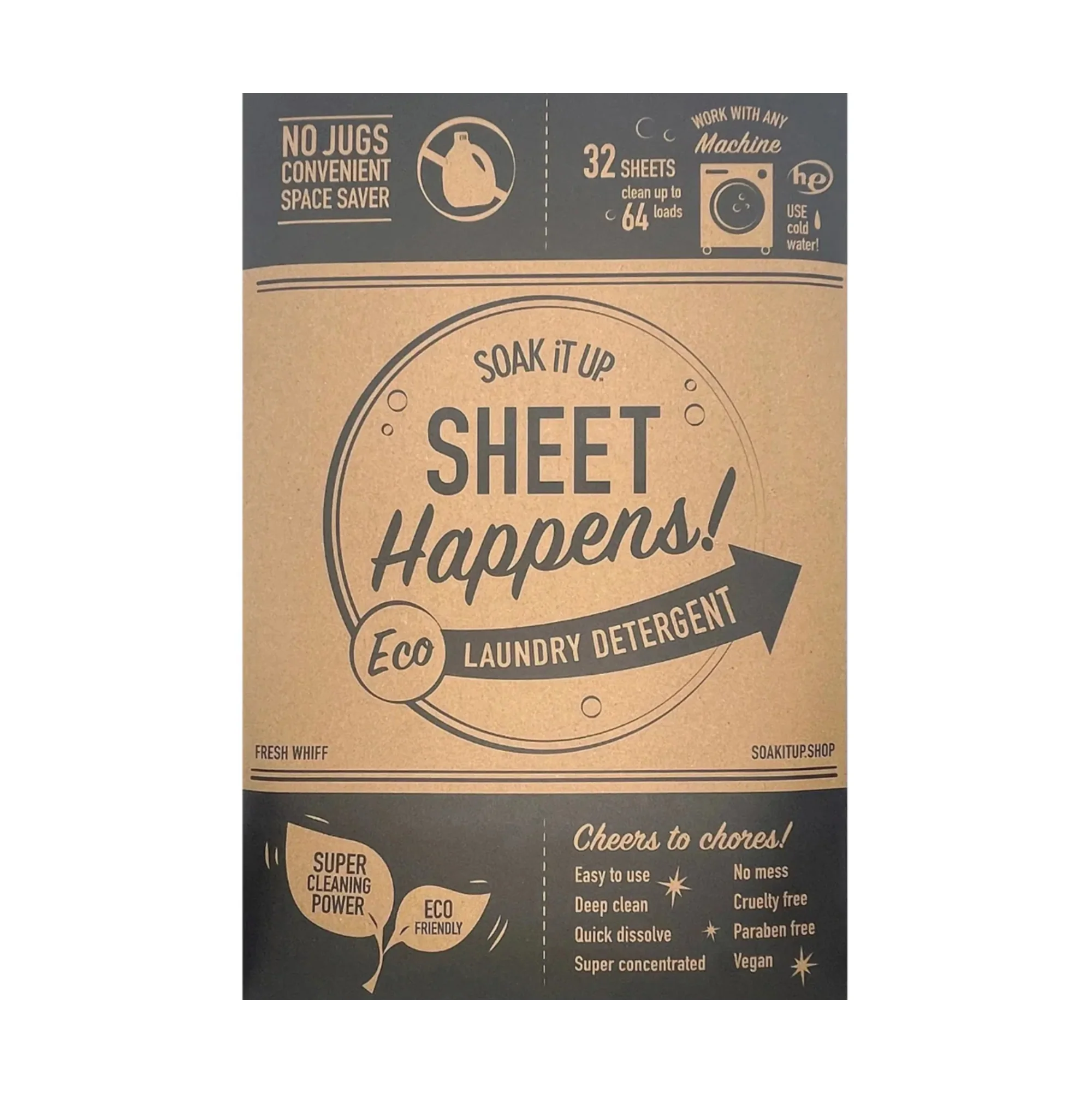 SHEET HAPPENS Eco Laundry Detergent Sheets 64 Loads